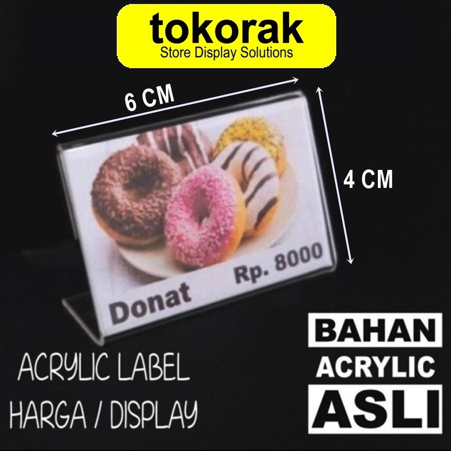 

ACRYLIC LABEL HARGA 4 X 6 CM / 10 PCS DISPLAY PRICE TAG AKRILIK STAND NAME CARD HOLDER FOOD NAME TAG BAKERY TAG BREAD NAME TAG