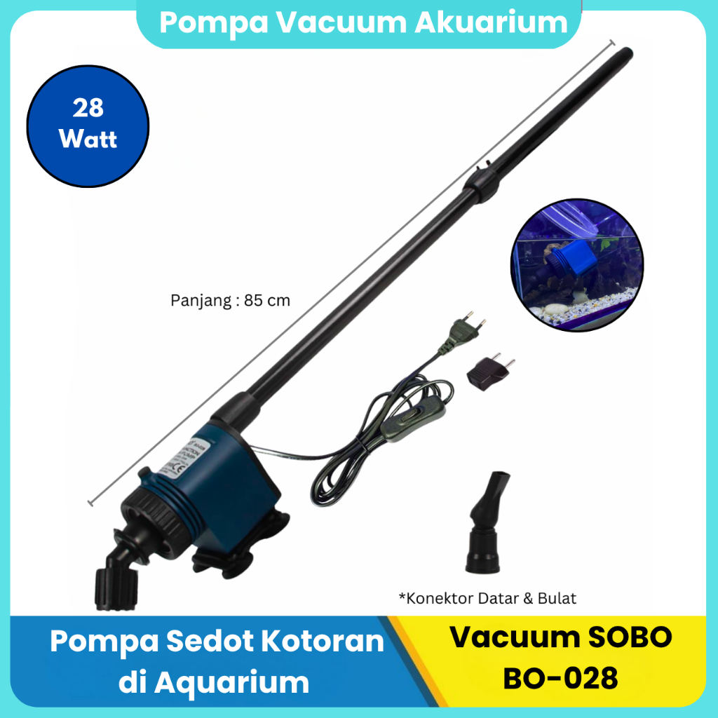 Pompa Vacuum Akuarium SOBO BO 028 Elektrik Aquarium Vakum Cleaner Siphon Pembersih Akuarium