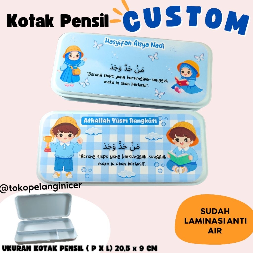 

Kotak Pensil Custom Nama Karakter Anak Muslimah – Pencil Case Anti Air & Unik Karakter Anak Hijabers