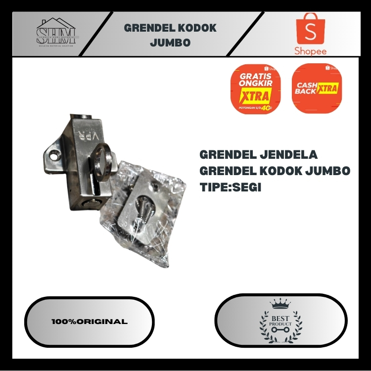 GRENDEL KODOK JUMBO SEGI NIKEL GRENDEL JENDELA SEGI JUMBO GROSIRAN MURMER