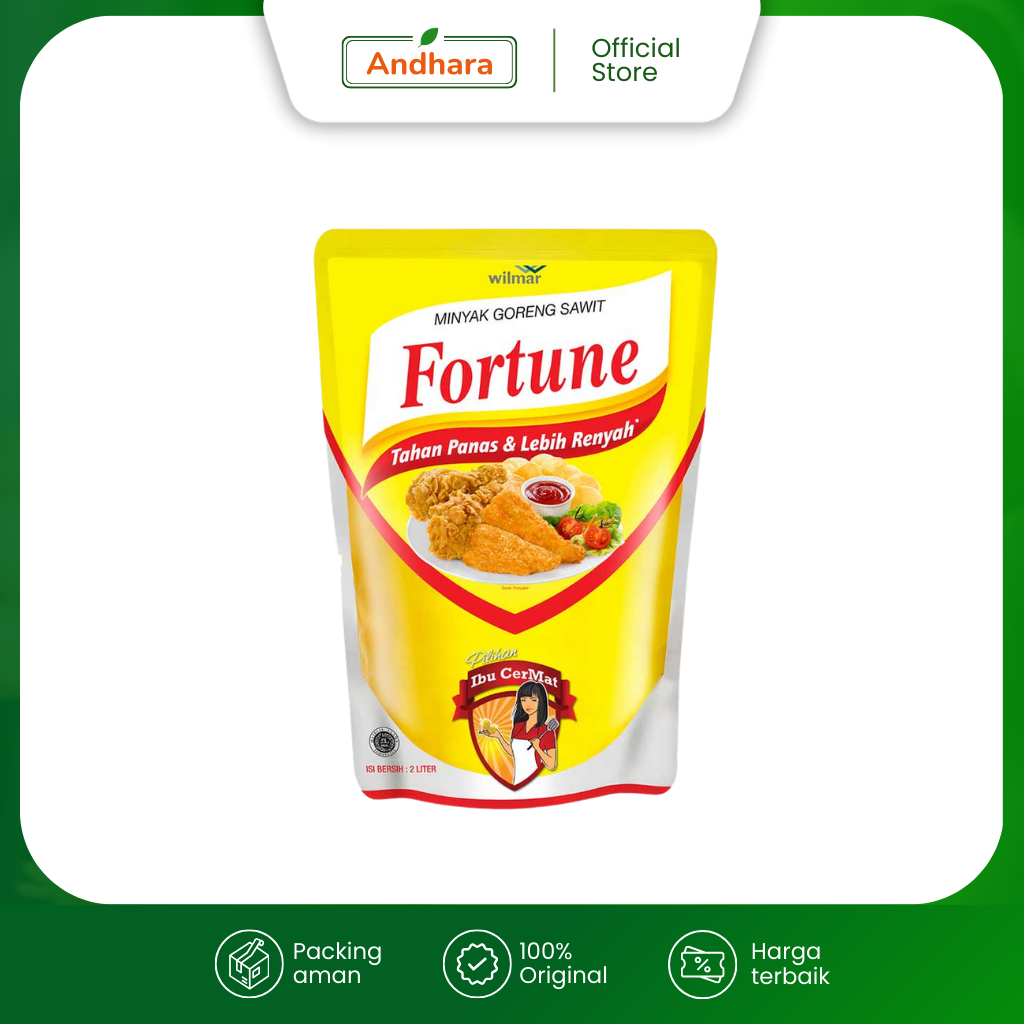 

Fortune Refill 2 Liter - Minyak Goreng Sawit Tahan Panas & Lebih Renyah - Ukuran 2L 2 L 2Liter
