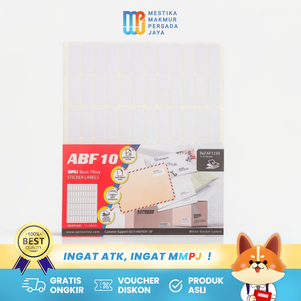 

APLI Stiker Label Basic Flexy 11x30mm (720 pcs) 10 Sheets – Label Tulis & Print AF1230