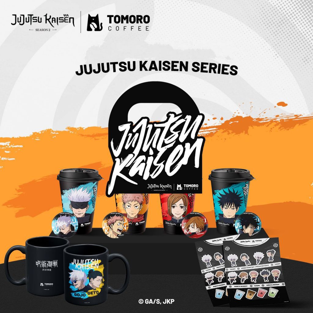 TOMORO COFFEE X JUJUTSU KAISEN Limited Edition Cup Sticker Cup Holder Holo Badge Holo Character Card