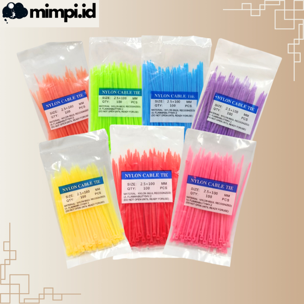 

Kabel Ties Aneka Warna 2.5x100mm isi 100pcs Nylon Cable Tie 10cm Insulock