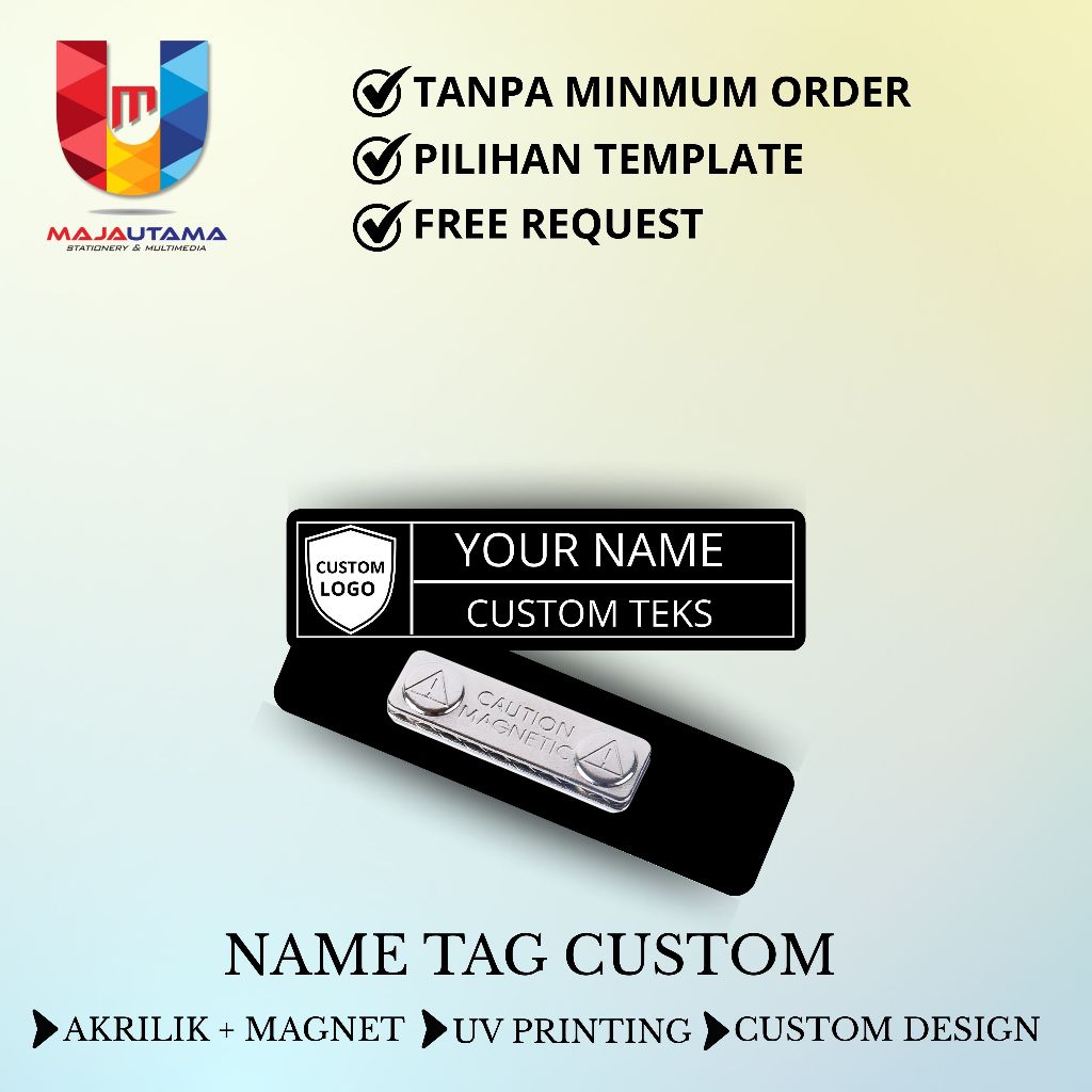 

Name Tag Custom/Papan Nama Akrilik/ Nametag Magnet Print UV Acrylic Nameplate Peniti/Magnet Pakaian