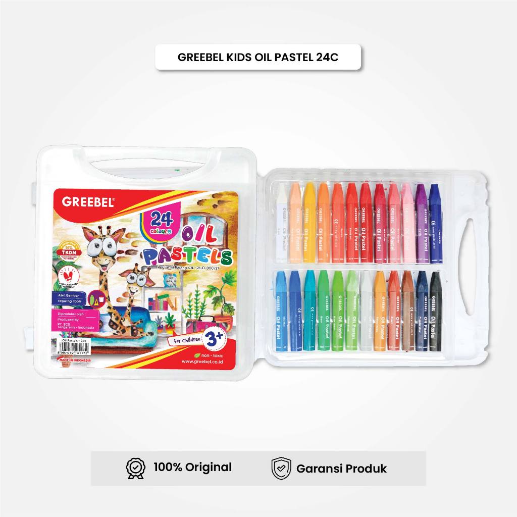 

GREEBEL Crayon Krayon 24 Warna / Crayon KIDS Oil Pastel 24 Warna / Crayon Greebel / Krayon Lomba
