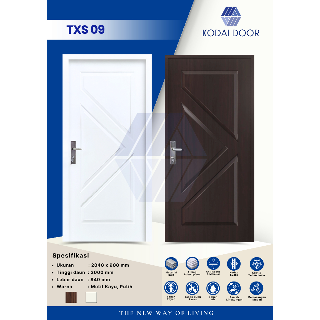Pintu Utama / Pintu Kamar Tidur Baja / Pintu Rumah KODAI TX 90 SERIES FREE ONGKIR SEJABODETABEK