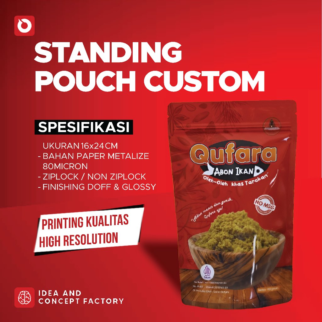 Utero - Standing Pouch Custom/Kemasan Makanan Custom Non Ziplock/Ziplock Ukuran 16x24 cm