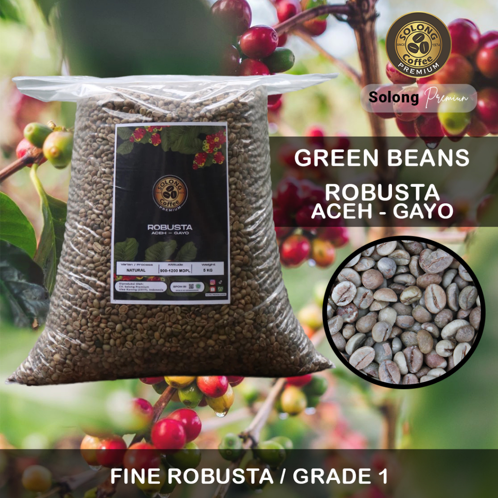 

Green Beans Robusta Aceh Gayo - Fine Robusta / Grade 1 - Solong Premium