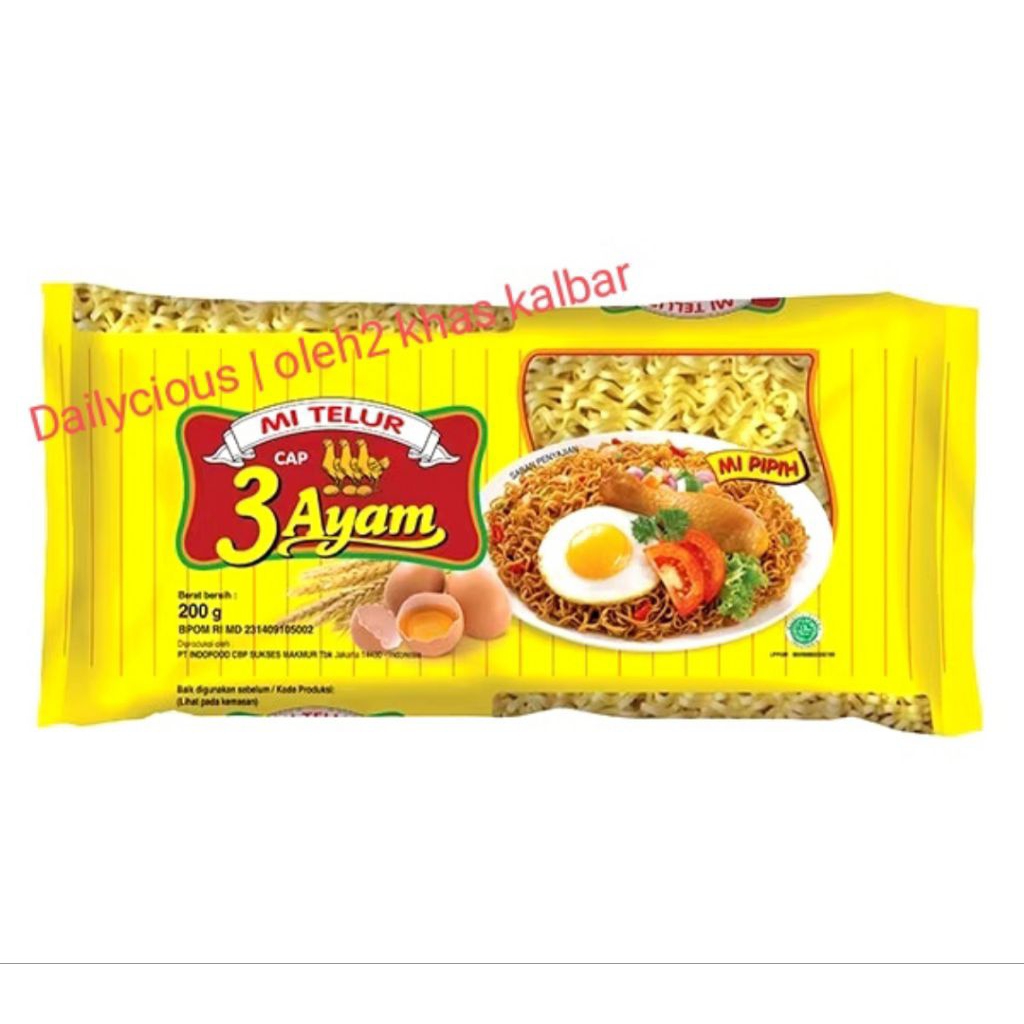 

mie telur cap 3ayam, mie kuning @200gr