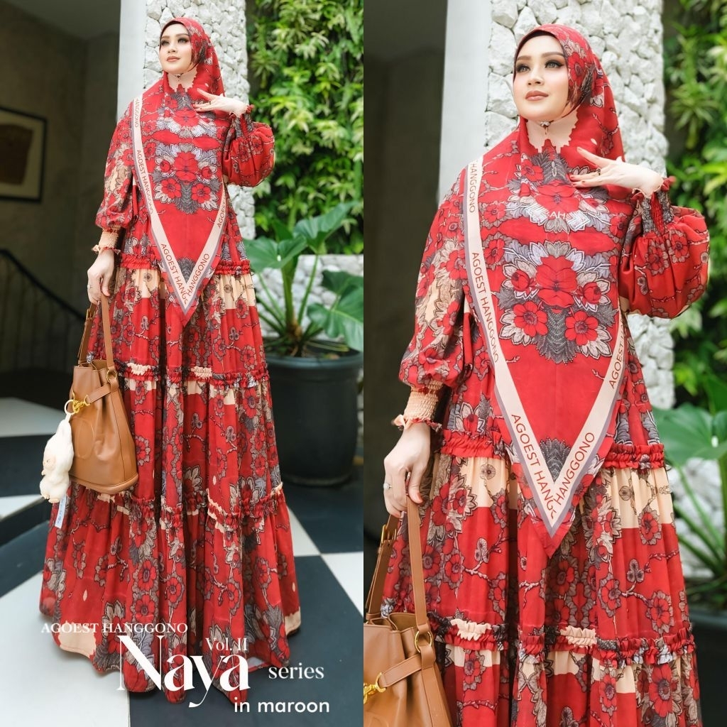 NAYA BY AGOEST HANGGONO Syari Branded Set Khimar KAREENA SERIES By Agoest  Gamis Syari Ceruty Jersey