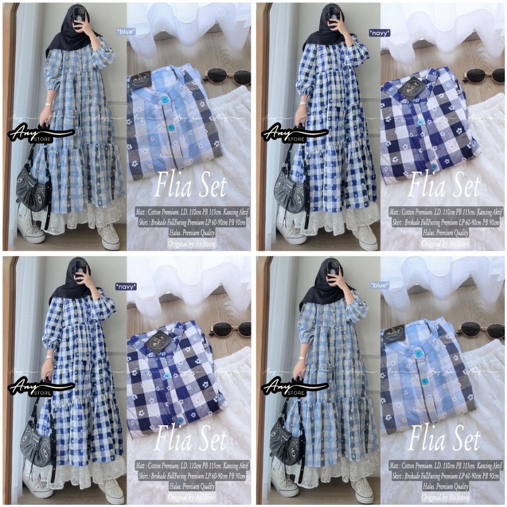 mayra flia setelan tunik dan rok by A.N.Y long tunic jumbo ld 120 CM rok panjang plisket long tunik 