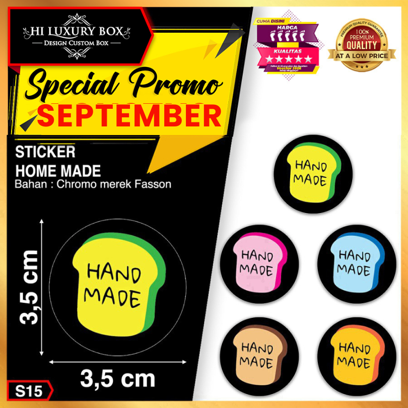 

Sticker Home Made | Label Ucapan | Laminating Glossy | Murah 3.5x3.5 Hitam
