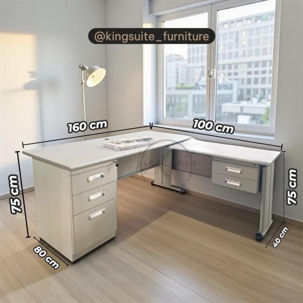 KSF ROI | Meja Kerja Kantor Sudut L | Meja Komputer Kantor Minimalis L Shape | Meja Kantor Minimalis
