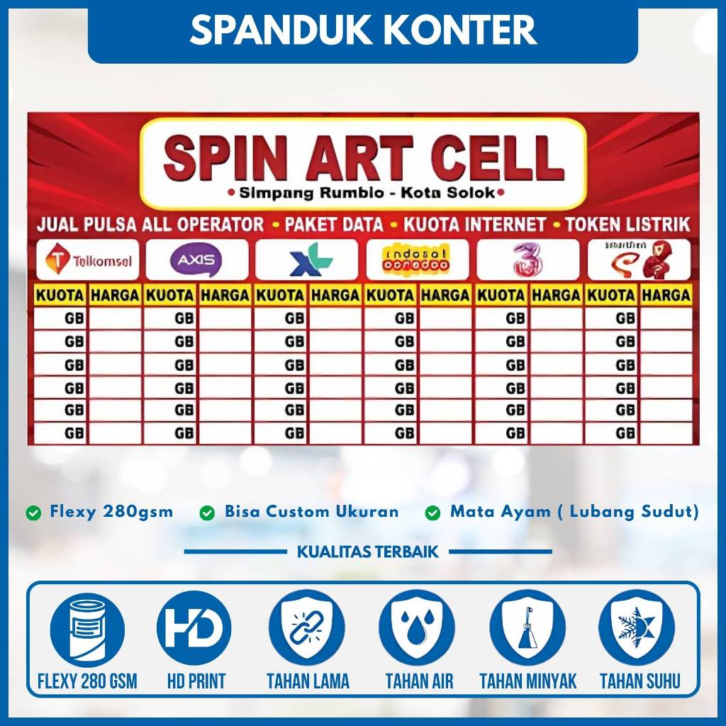Spanduk Konter Harga Voucher Kuota