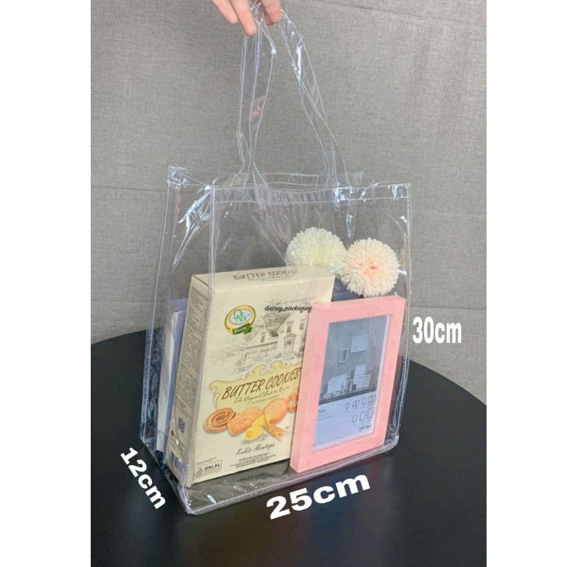 

TAS MIKA BENING uk 30x25 hampers souvenir pernikahan ulang tahun bening transparan Termurah