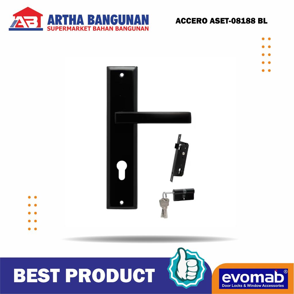 EVOMAB ACCERO HANDLE LOCK SET PINTU BLACK