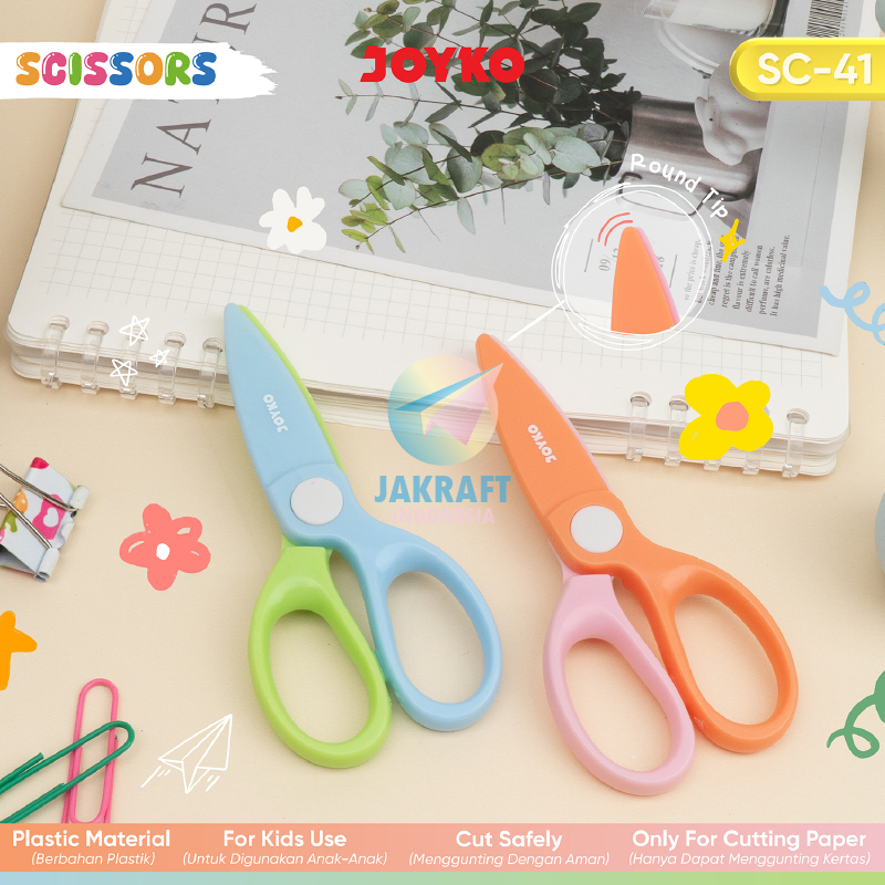 

(1 Pcs) Gunting Kertas Anak Ujung Tumpul Kecil 12 Cm JOYKO SC-41 Plastik Plastic Tajam Aman Sekolah Paud Bimbel