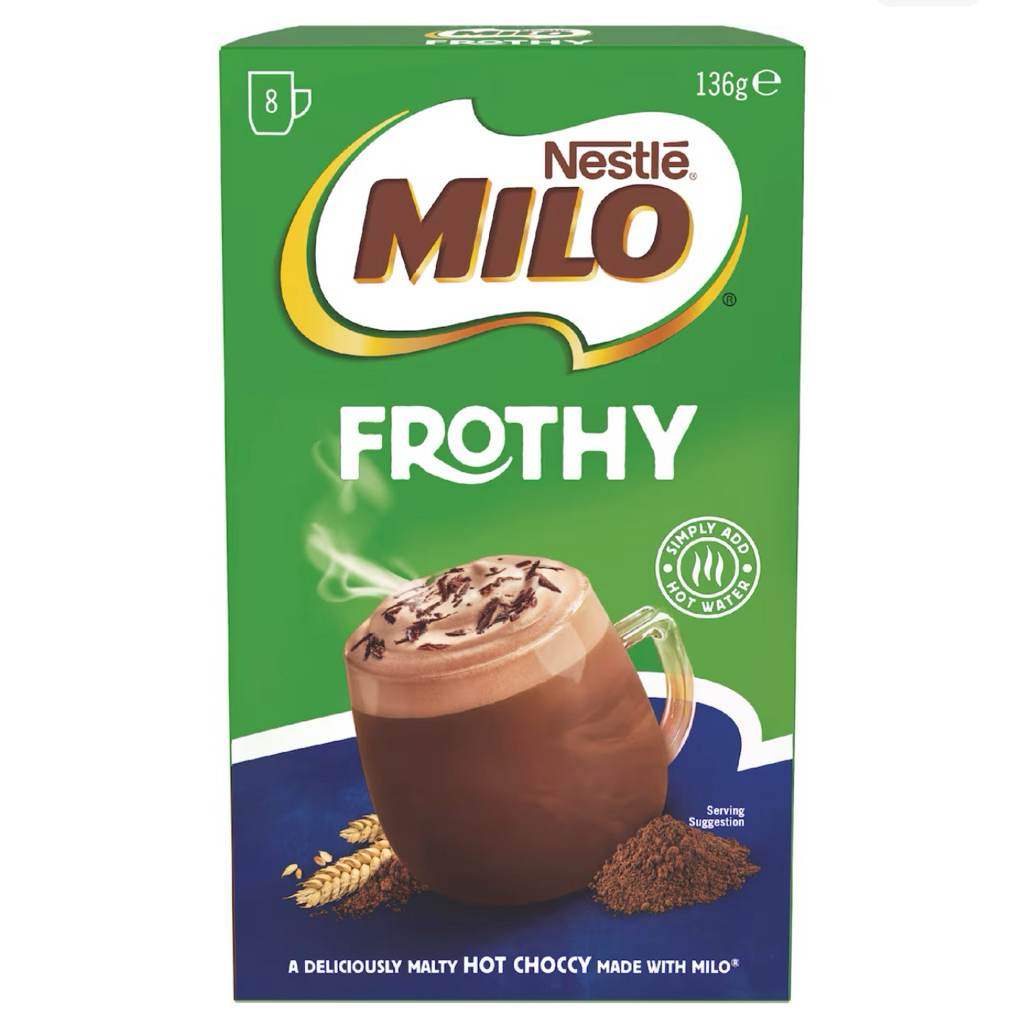 

Milo Frothy Instant Hot Chocolate Sachets 8 pack