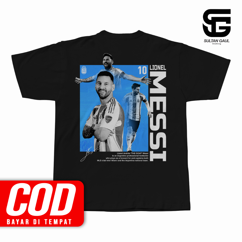 Kaos Bola Aesthetic LIONEL MESSI THE GOAT Distro Unisex Katun