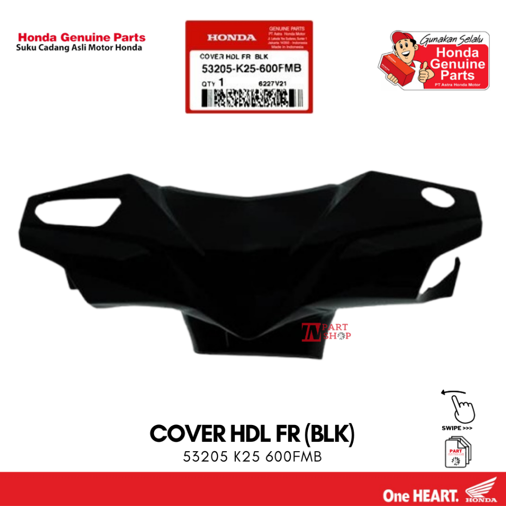 Cover Batok Depan Hitam (Cover HDL FR (BLK)) - BeAT eSP K25G / 53205-K25-600FMB
