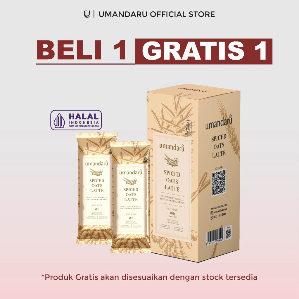 

UMANDARU Spiced Oats Latte - Minuman Serbuk Botanikal Jahe dg Oat dan Krimer -Dus isi 5 sachet @20g