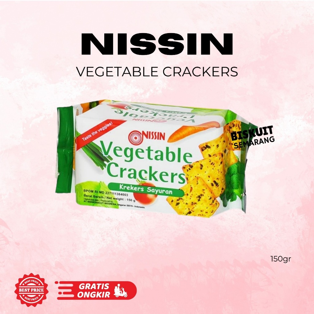 

Nissin Krekers / Biskuit Crackers Sayuran / Biskuit Rasa Vegetable / 150gr BISKUIT SEMARANG