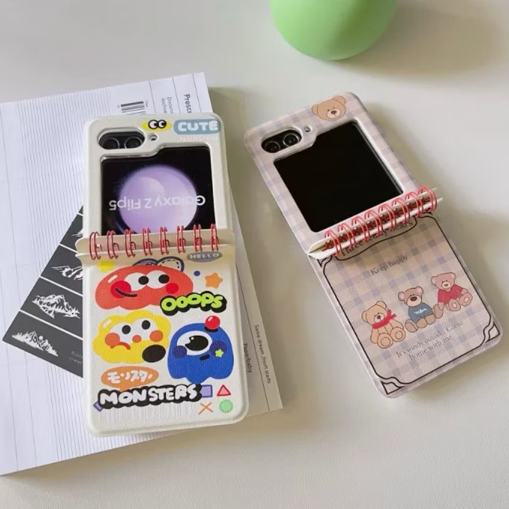 Case Flip 7 Cute Case Book Diary Bear Monster For Samsung Z Flip 7 Z Flip 7 FE Z Flip 6 Z Flip 5 Z F