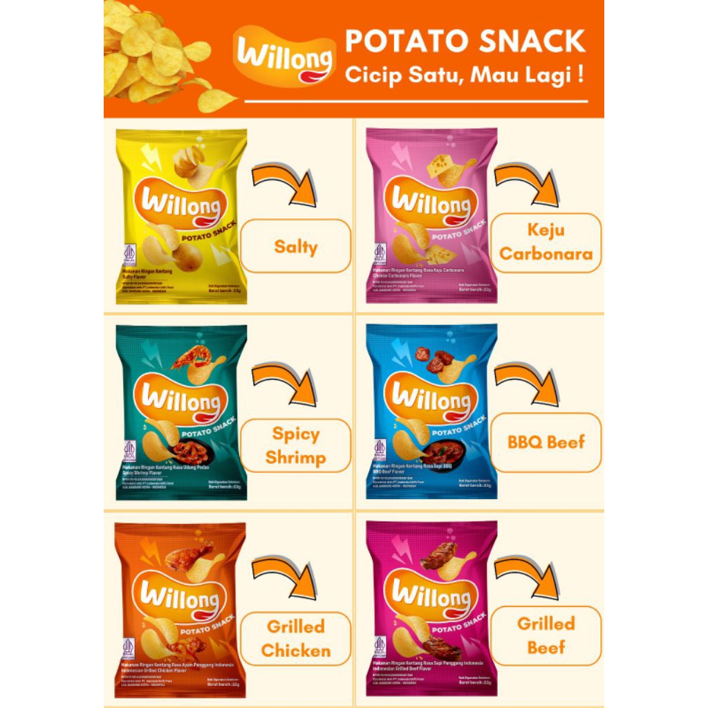 

snack/camilan potato WILLONG per renteng 10pcs