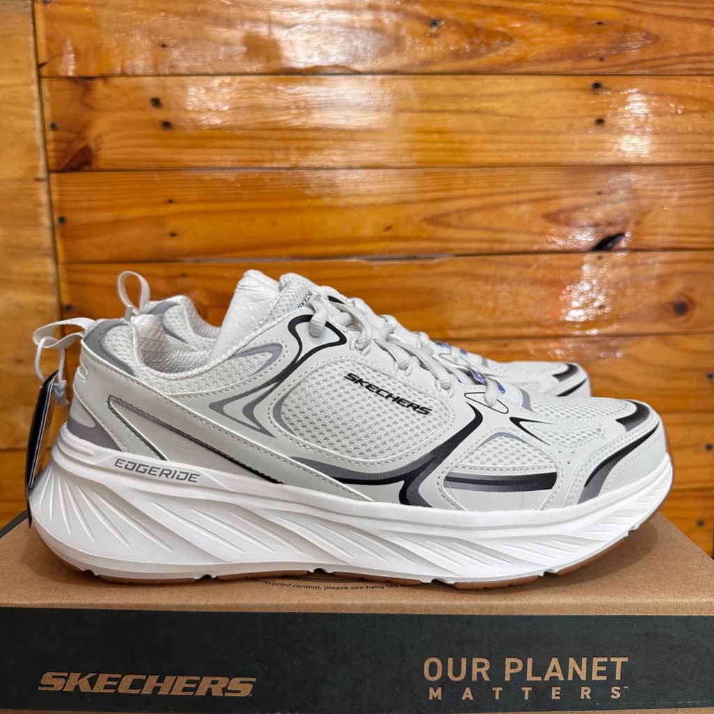 SEPATU SKECHERS PRIA SKECHERS EDGERIDE EXODIES 232844 NATURAL SNEAKER SPORTY RUNNING FORMAL KANTORAN