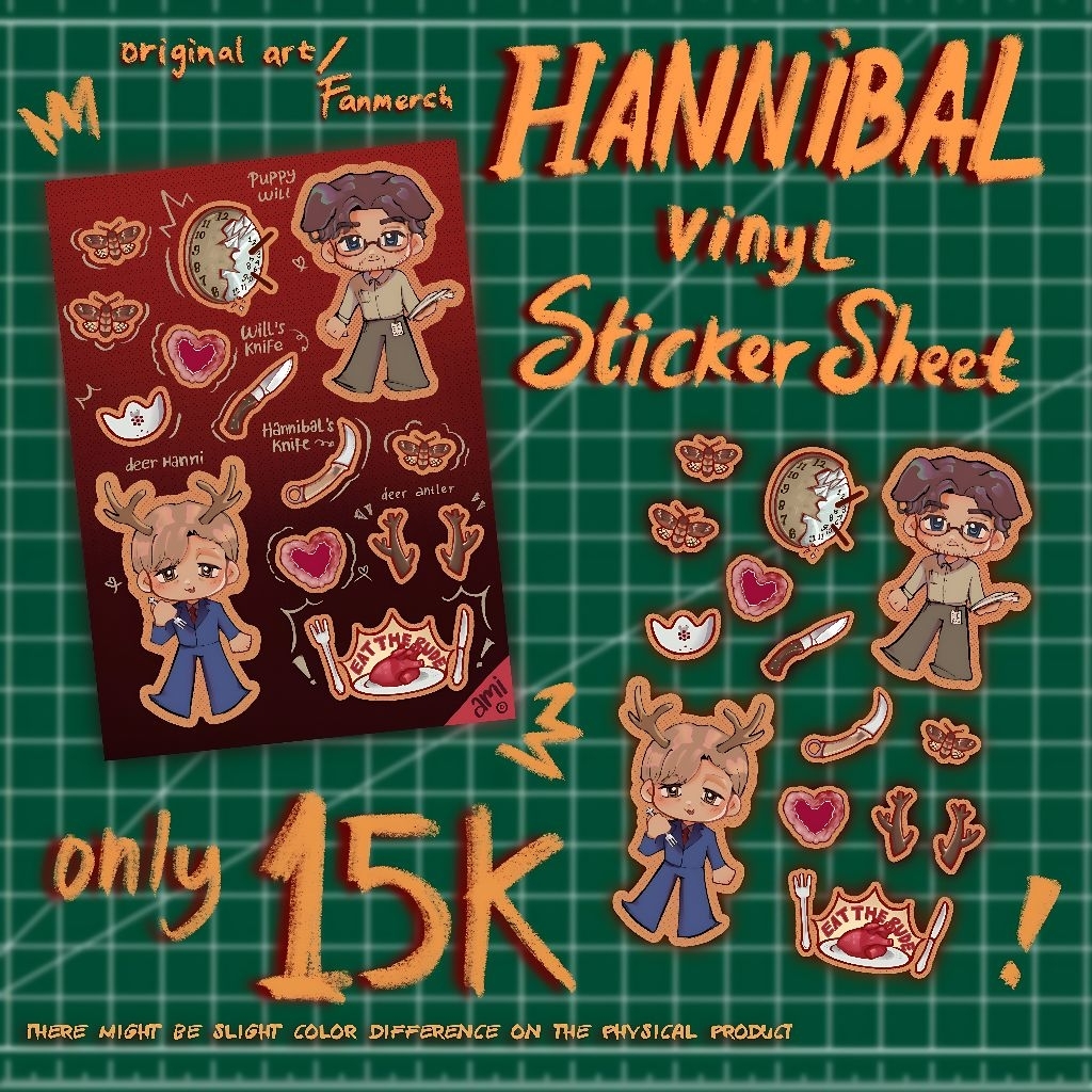 [Hannibal] hannibal & will graham sticker sheet vinyl fanmerch (original art)