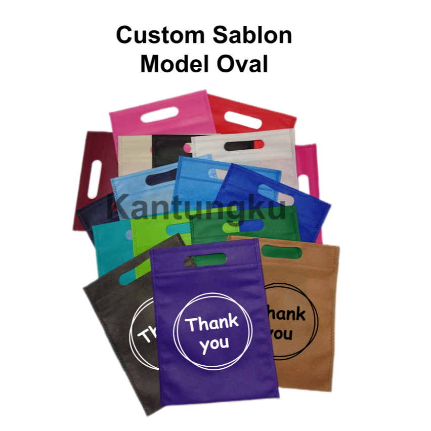 Tas spunbond / goodie bag oval custom sablon