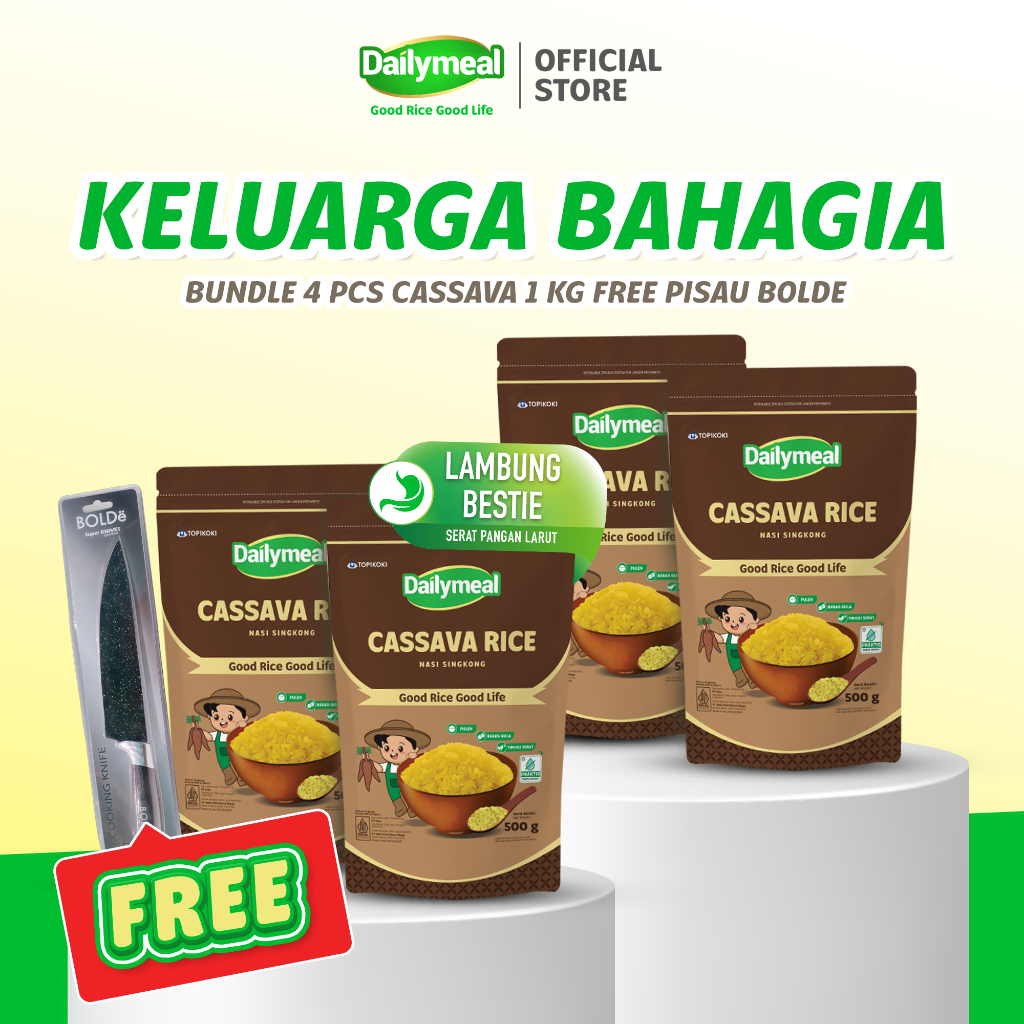 

[Keluarga Sehat] Dailymeal - Cassava Rice (Nasi Singkong) 1 kg (4pcs) - Paket Hemat untuk Serat Tinggi Sehari-hari