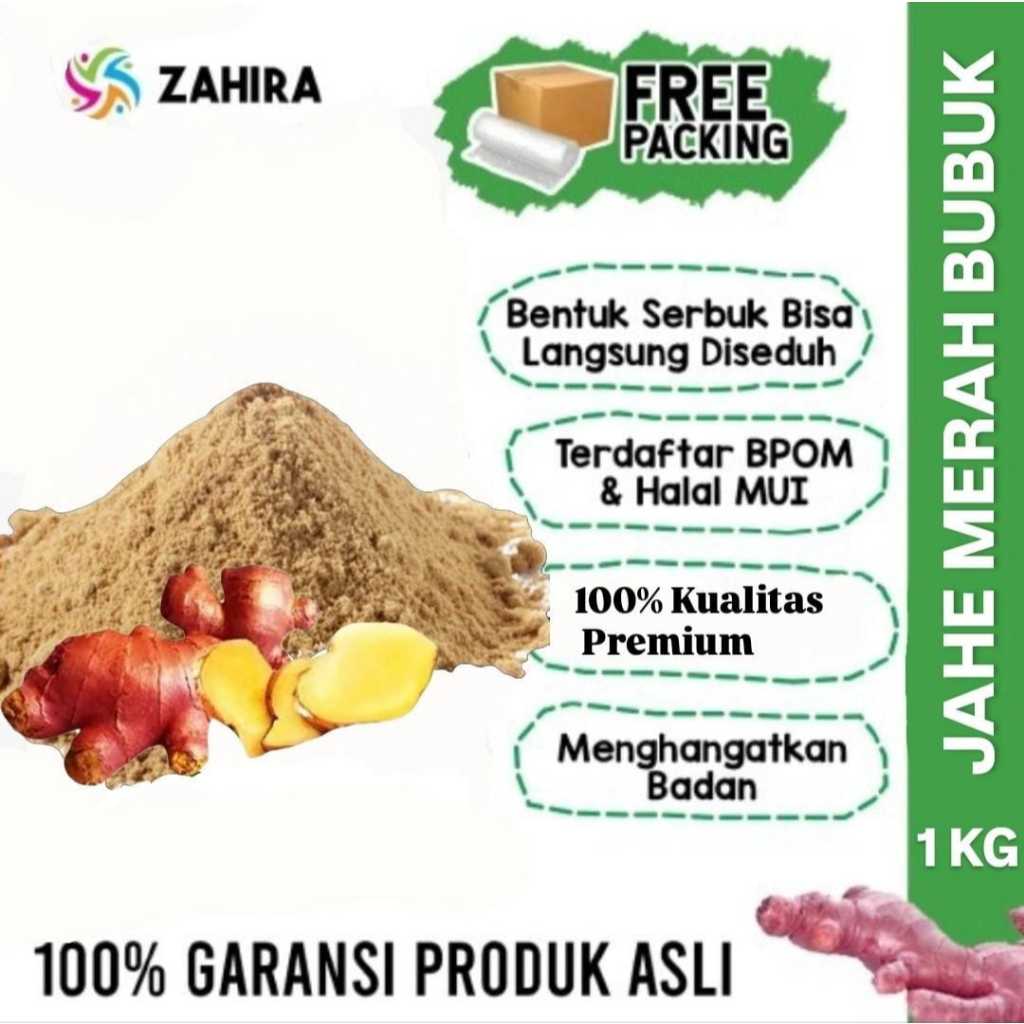 

JAHE BUBUK MERAH 1KG ASLI Murni Premium Bentuk Serbuk Langsung Seduh Untuk Menghangatkan Badan