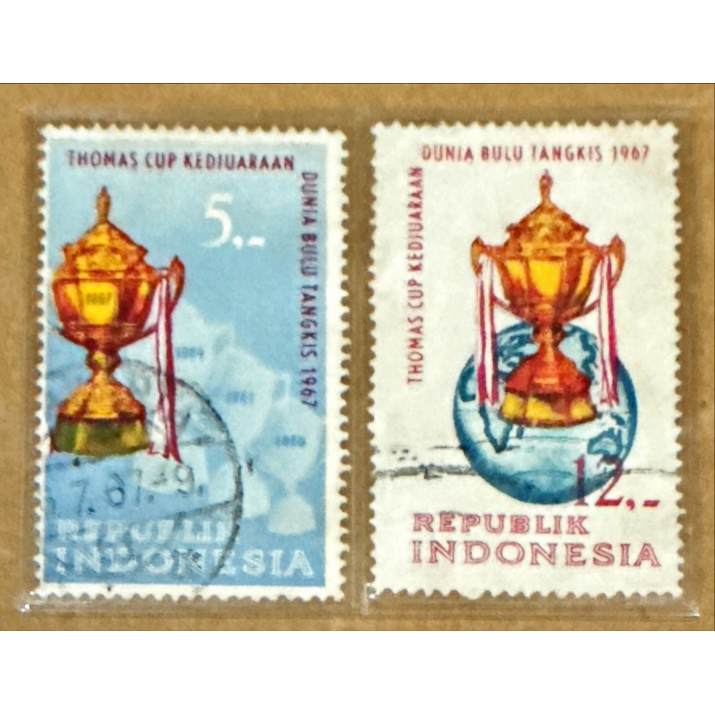 

(BA) PRANGKO INDONESIA 1967 THOMAS CUP 2V SERIES USED.