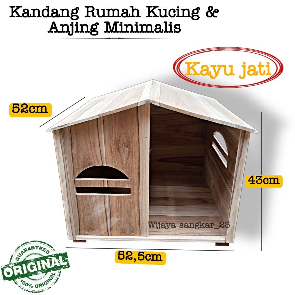 KANDANG RUMAH KUCING ANJING MINIMALIS KAYU JATI ASLI KAYU JATI OPEN
