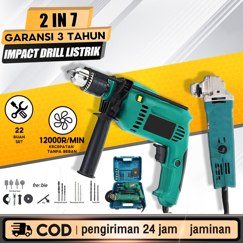 REAIM Mesin Gerinda Tangan bor dan gerinda 13mm mesin grenda Mesin Bor Listrik Gerinda dan Bor paket