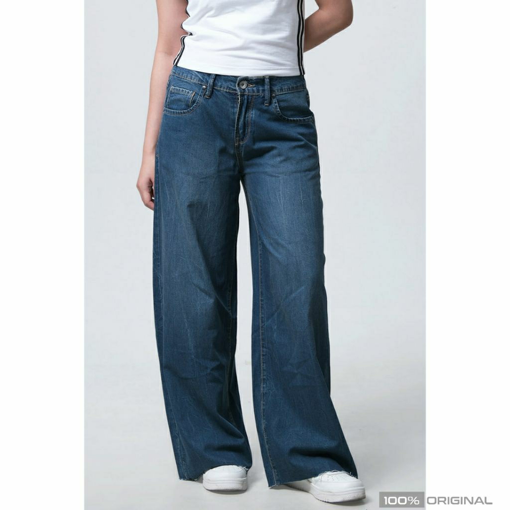 [ LOGO JEANS ] Celana Kulot Original ( Middle Blue )