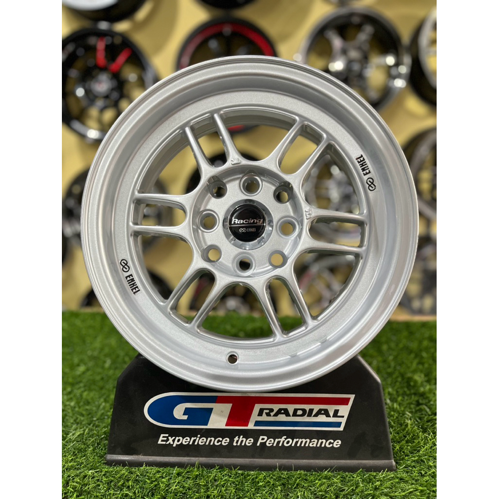 velg enkei rpf r14 silver pcd 4x100/114 kondisi baru