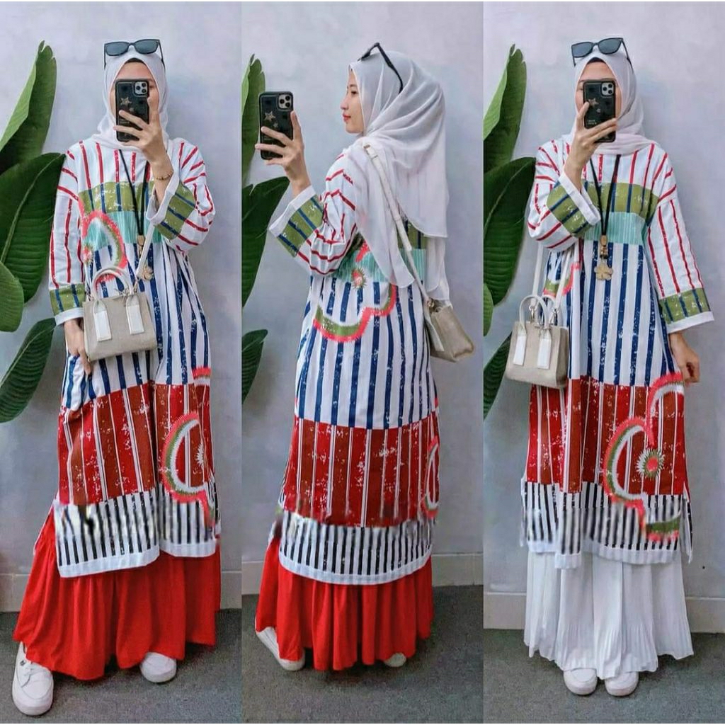 Strippy Colour Long Tunik, long tunik jumbo bahan kaos combat premium fit XXXL LD 122-132 termurah t