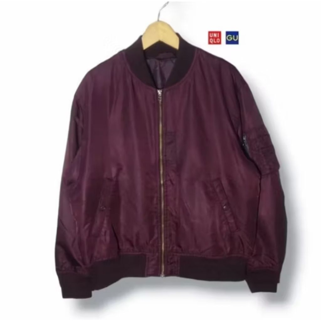 GU by UNIQLO Bomber Jacket Maroon Size tag XL (P67xL65)