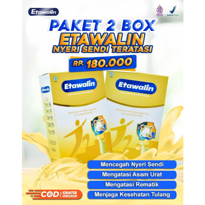 

PAKET 2 BOX!!! ETAWALIN Susu Extra Kambing Etawa Atasi Masalah Tulang dan Nyeri Sendi