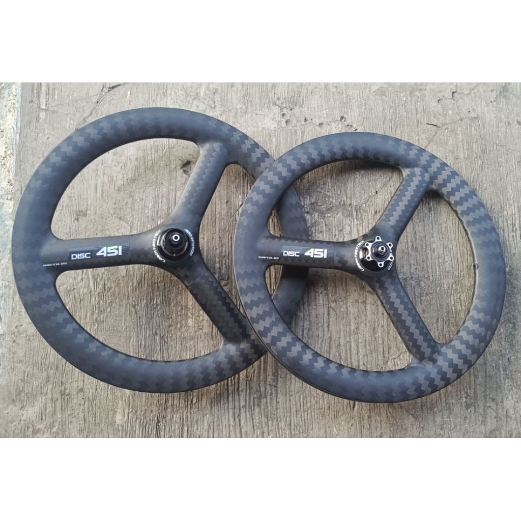 Wheelset NAUTILUS 3spoke Carbon 20 451 22 inch disc brake sepeda lipat minivelo