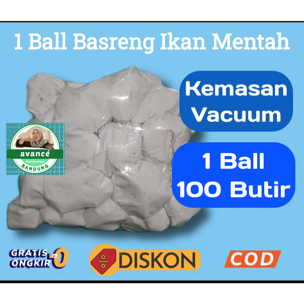 

1 Ball Basreng Ikan Mentah Asli Bandung Kemasan Vacuum (Isi 100 Butir)