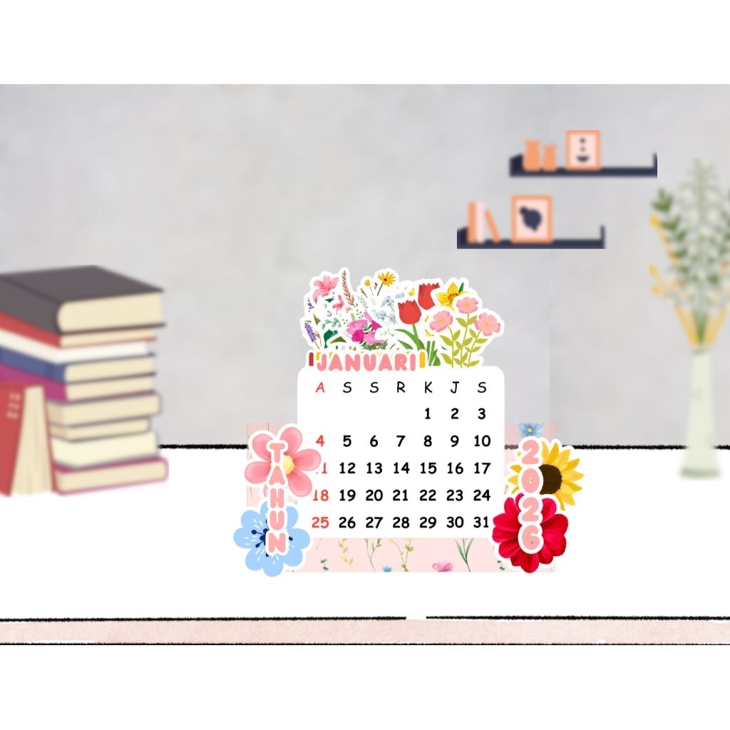 

Kalender Meja dengan motif bunga