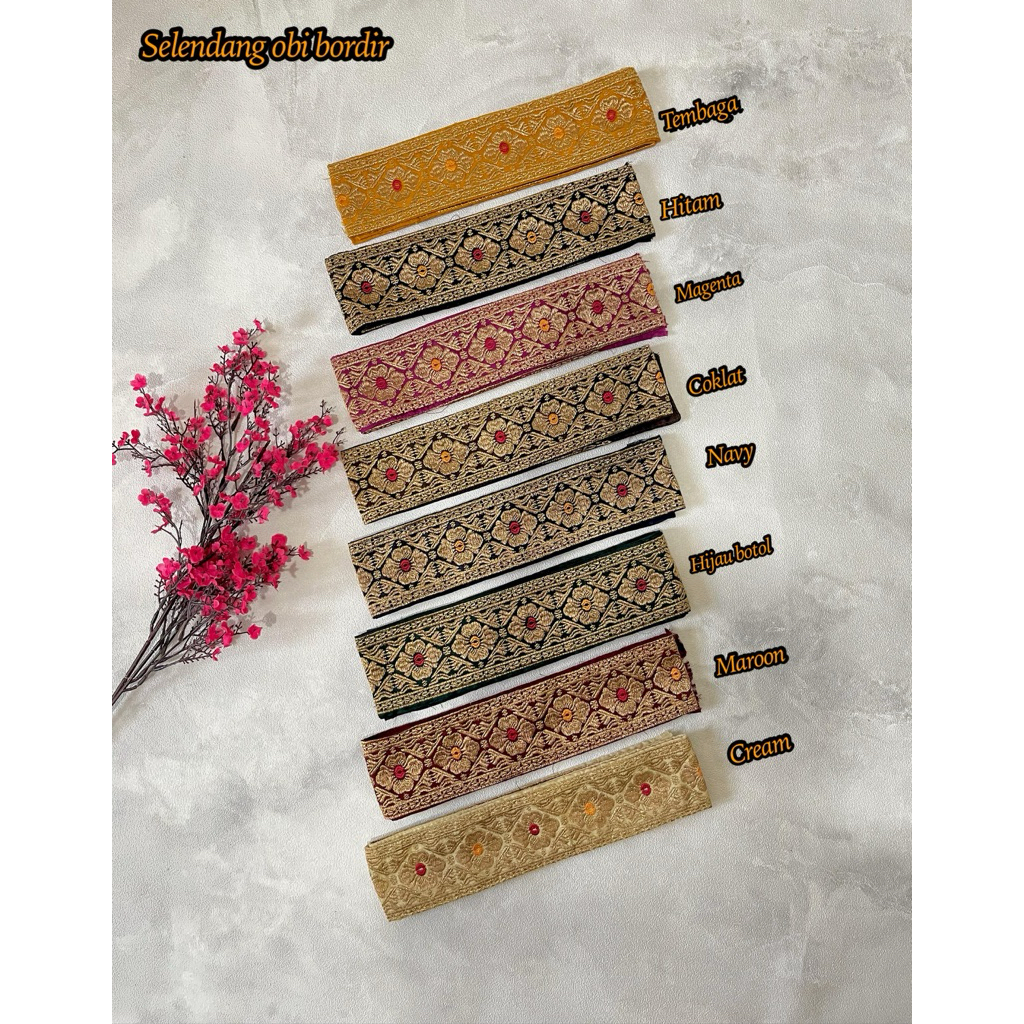SLENDANG Obi BORDIR BUNGA/slendang obi full bordir/slendang bali
