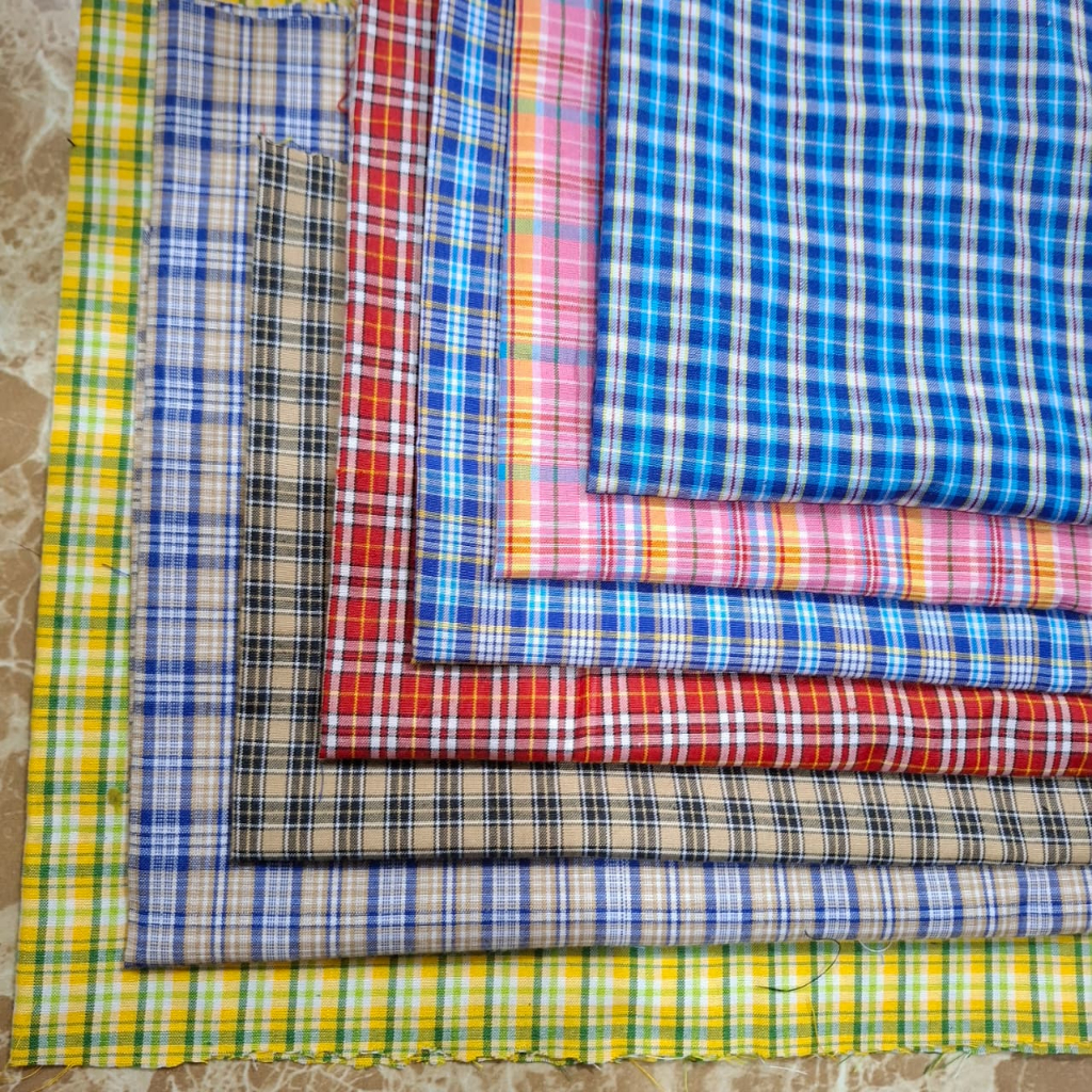 Kain Kotak Kotak Meteran Yardyed Katun Bahan Kain Seragam Kotak