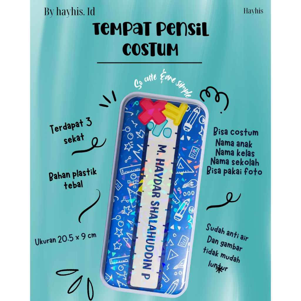 

Kotak Pensil Anak Persegi Panjang Free Costum Nama dan Nama Sekolah Bisa Pakai Foto - by hayhis