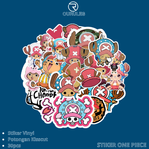 

OURULES - 30 Pcs Stiker Pack Anime One Piece CHOPPER Hypebeast Aesthetic 001 VinyL Glossy Waterproof