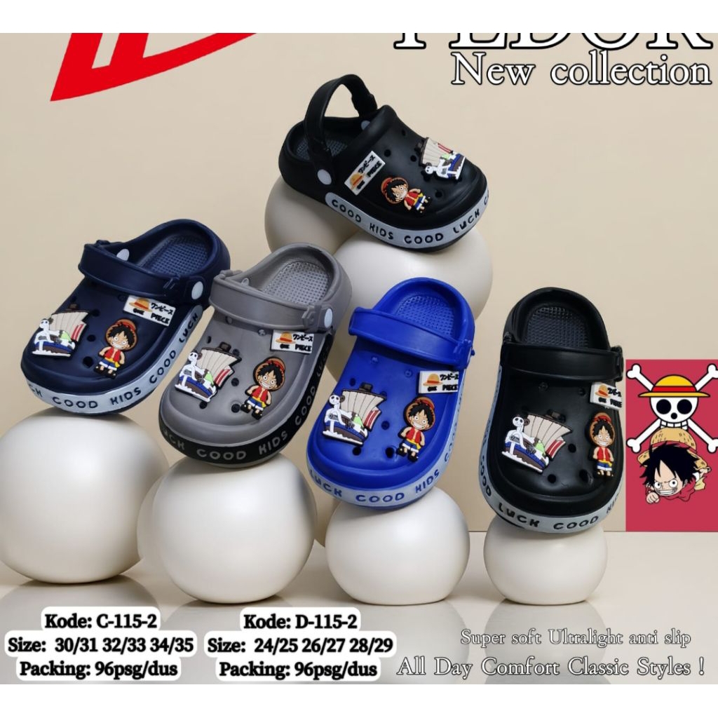 One Piece Shoes Sandal Baim Anak Cowok Jibbitz One Piece Luffy Viral Terbaru Trend Kekinian 2025